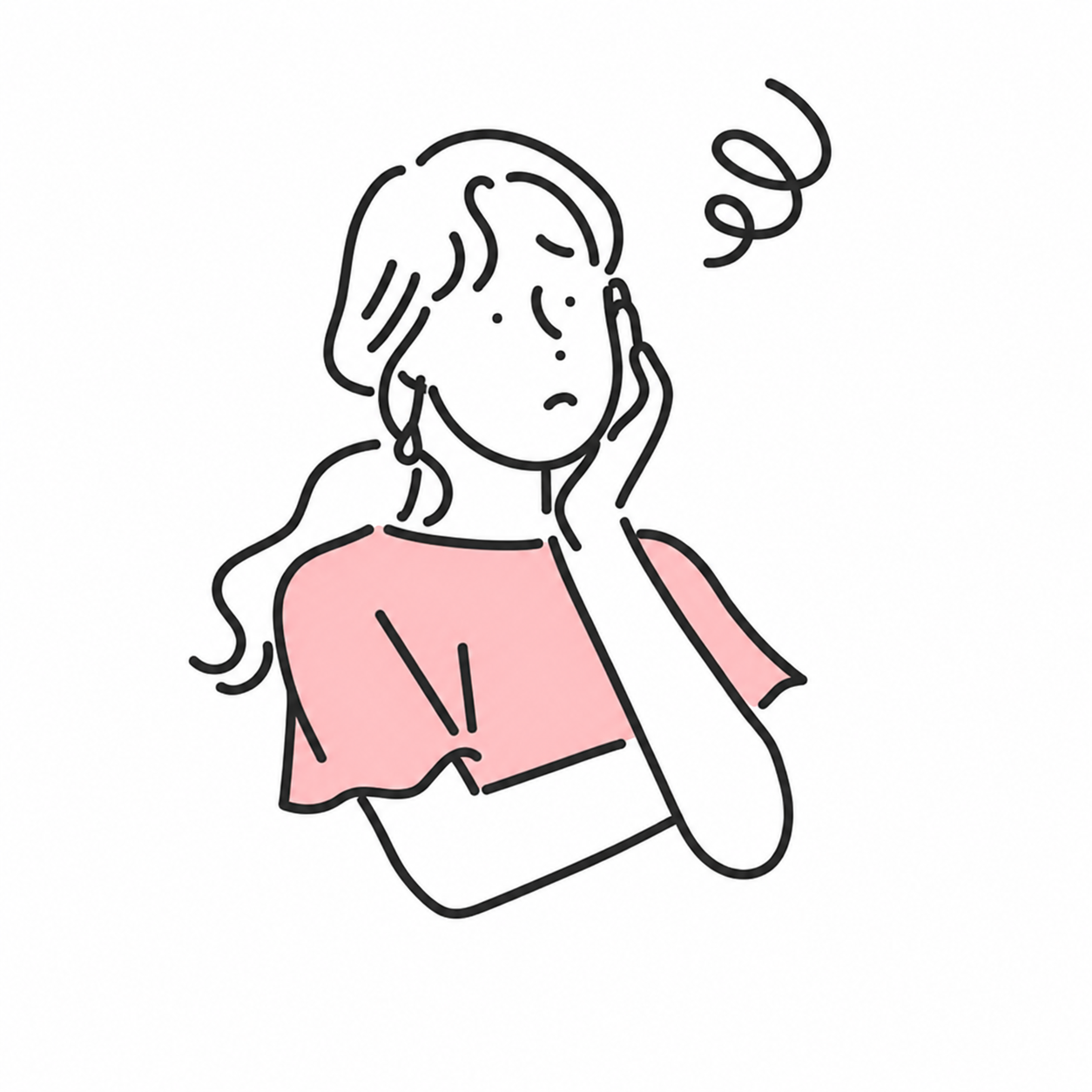 住まいのリフォームで悩む女性のイラスト
